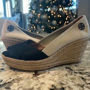 Tory Burch canvas wedge espadrille, size 9